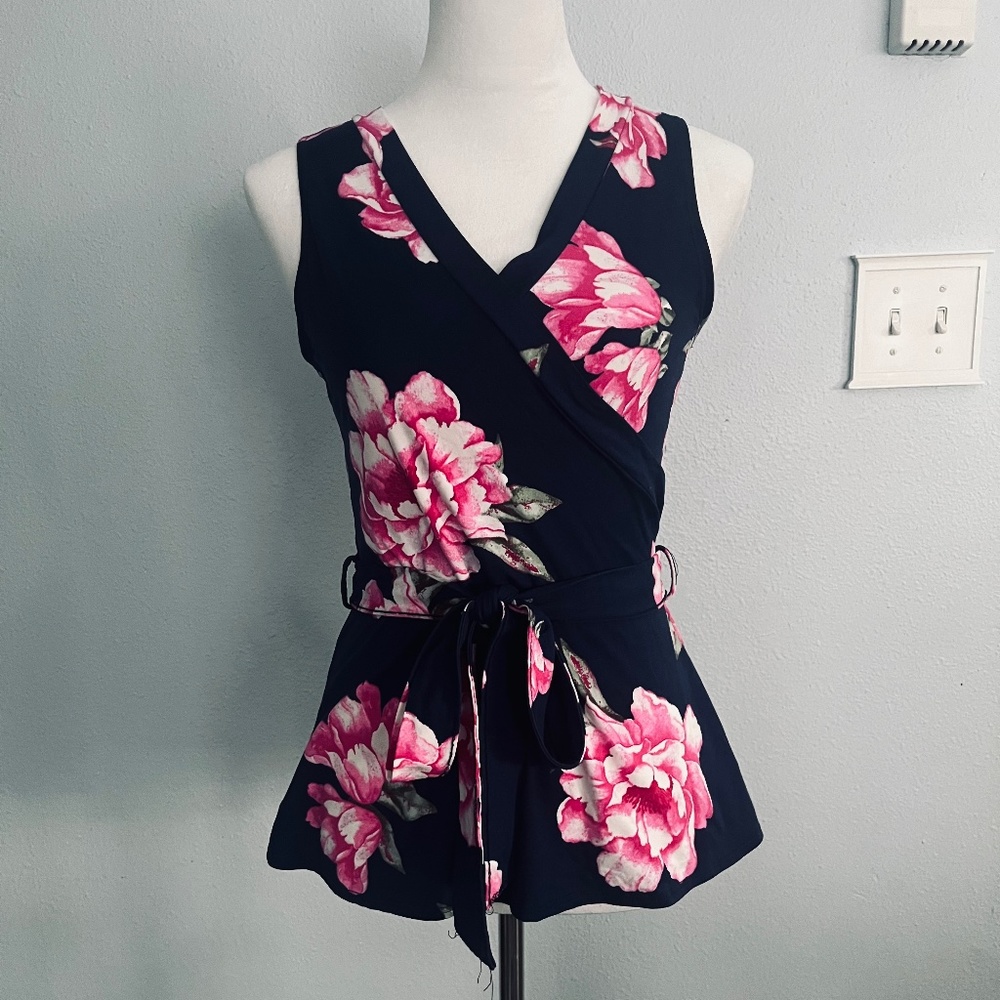Sleeveless Navy Blouse